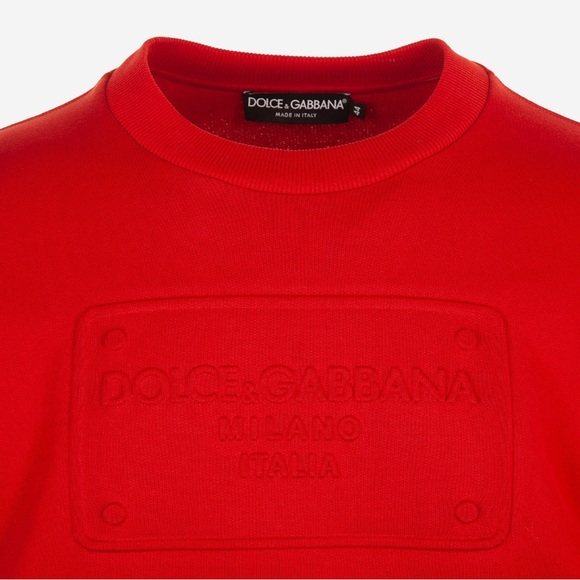EUC Men’s X-Small (Italian Size 44) Dolce & Gabbana Logo-embossed Sweatshirt Red - Picture 2 of 16